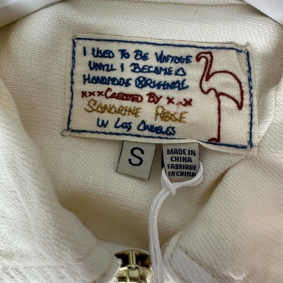 Sandrine Rose Oversized Cotton/Linen Zip Jumpsuit Snow Women S NWT Chest Pocket - Picture 2 of 11